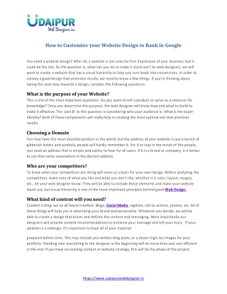 How to Customize your Website Design to Rank in Google