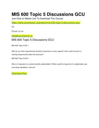 MIS 600 Topic 5 Discussions GCU