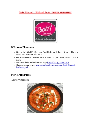 25% Off -Balti Biryani - Holland Park-Holland Park - Order Food Online