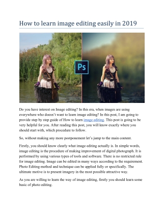 How to learn image editing easily in 2019