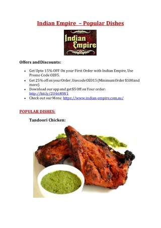 Indian Empire Runaway Bay menu – 10% off – Indian restaurant in Runaway Bay