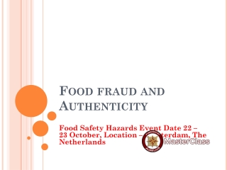 FOOD FRAUD IN-HOUSE