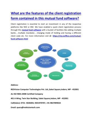 What are the features of the client registration form contained in this mutual fund software?