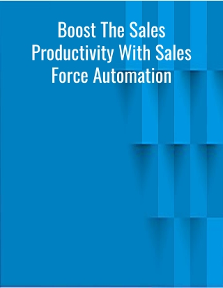 Boost The Sales Productivity With Sales Force Automation