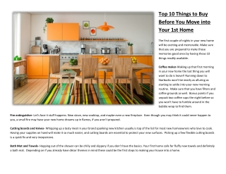 Top 10 Things to Buy Before You Move into Your 1st Home