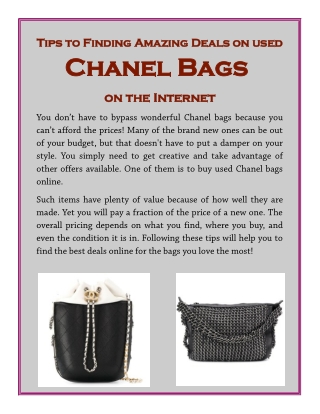 Tips to Finding Amazing Deals on used Chanel Bags on the Internet