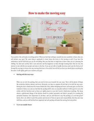 How to make the moving easy