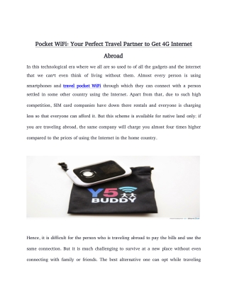 Pocket WiFi: Your Perfect Travel Partner to Get 4G Internet Abroad