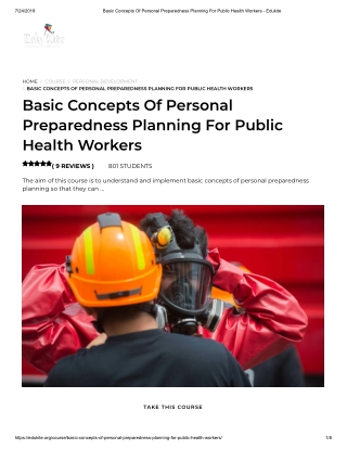 Basic Concepts Of Personal Preparedness Planning For Public Health Workers - Edukite