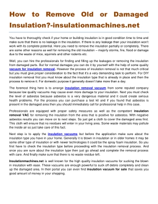 How to Remove Old or Damaged Insulation?-insulationmachines.net