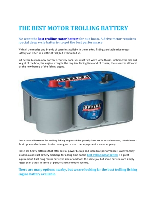 THE BEST MOTOR TROLLING BATTERY