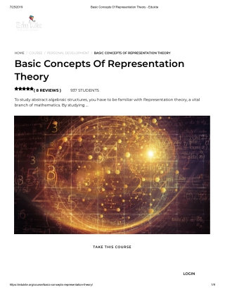 Basic Concepts Of Representation Theory - Edukite