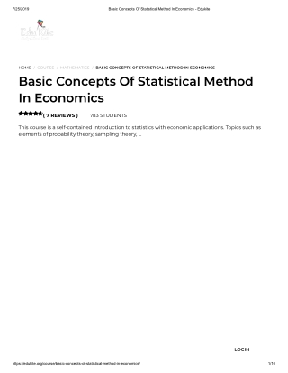 Basic Concepts Of Statistical Method In Economics - Edukite