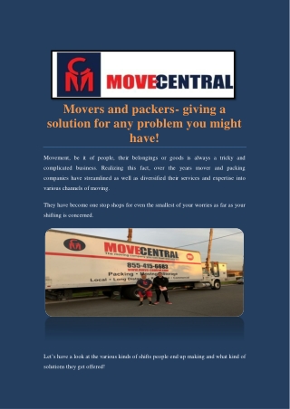 Movers and packers- solution for any problem you might have