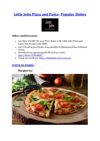 5% off - Little John Pizza and Pasta Restaurant Warrandwood