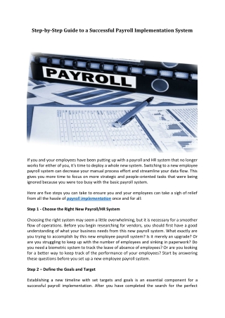 Step-by-Step Guide to a Successful Payroll Implementation System