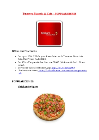 35% Off -Tusmore Pizzeria & Cafe-Tusmore - Order Food Online