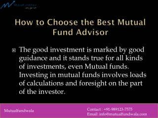 How to Choose the Best Mutual Fund Advisor