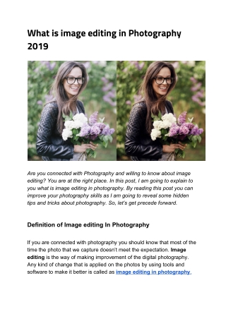 What is image editing in Photography 2019