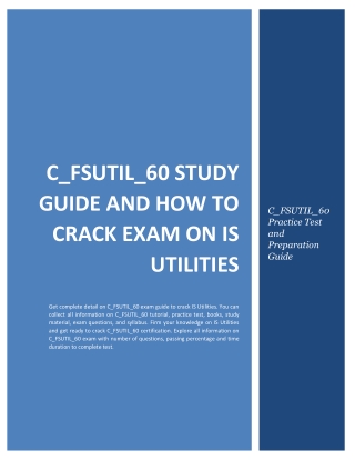 Best Study Guide For SAP IS Utilities (ISU) (C_FSUTIL_60) Certification Exam.