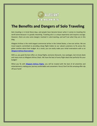 The Benefits and Dangers of Solo Traveling