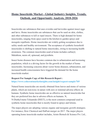 Home Insecticide Market - Global Industry Insights, Trends, Outlook, and Opportunity Analysis, 2018-2026