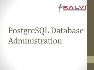 PostgreSQL Database Administration