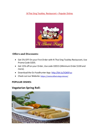 N Thai Sing Toukley Menu– 5% off –Thai Restaurant in Toukley