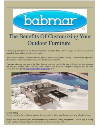 The Benefits of Customizing Your Outdoor Furniture
