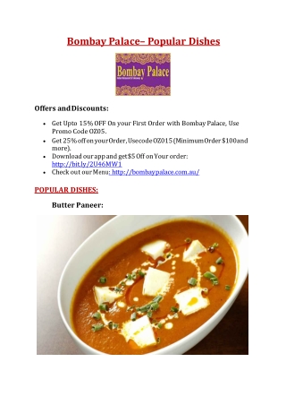 Bombay palace menu – 5% off - Indian restaurant victoria point
