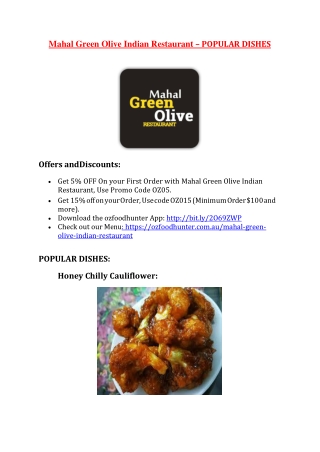 15% Off - Mahal Green Olive Indian Restaurant-Shepparton - Order Food Online