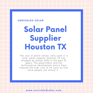 Solar Panel Supplier Houston TX | Inexpensive Solar Houston TX