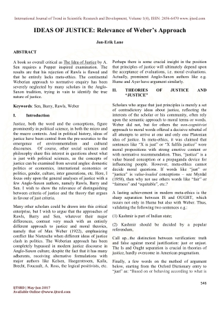 IDEAS OF JUSTICE: Relevance of Weber's Approach