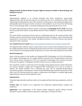 Oligonucleotide Synthesis Market Research Report Forecast To 2022