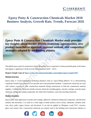Epoxy Putty & Construction Chemicals Market Report Specifying Top Vendor, Drivers, Development Trends And Forecast 2026