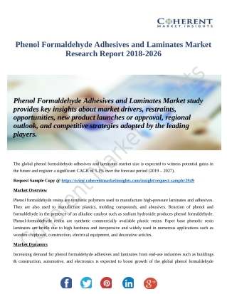 Innovative Study Focusing On Phenol Formaldehyde Adhesives and Laminates Market Expects To See Significant Growth During