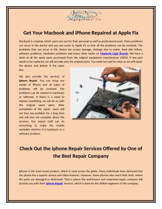 Get Your Macbook and iPhone Repaired at Apple Fix