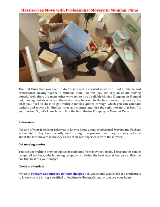 Hassle-Free Move with Professional Movers in Mumbai, Pune