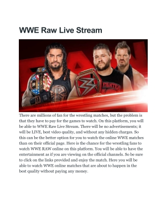 WWE Raw Live Stream