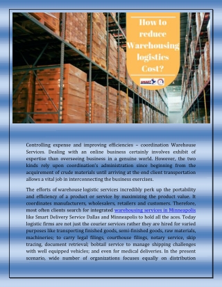 How to Reduce warehousing Logistics Costs?