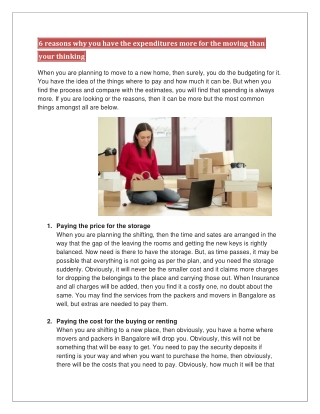 6 reasons why you have the expenditures more for the moving than your thinking