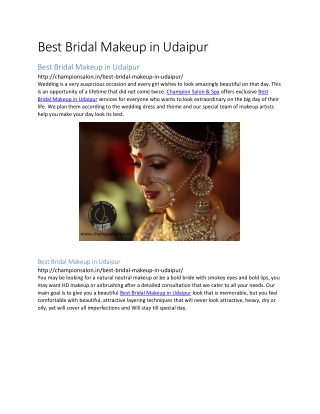 Best Bridal Makeup in Udaipur