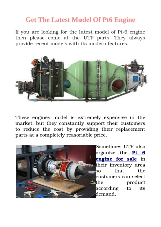 Get The Latest Model of Pt6 Engine