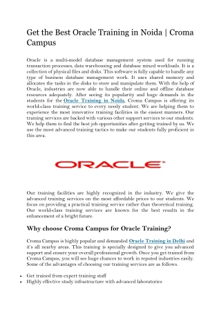Get the Best Oracle Training in Noida | Croma Campus