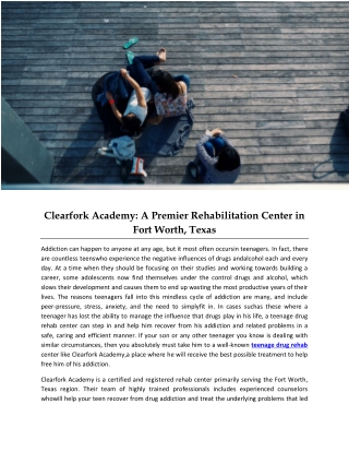 Clearfork Academy: A Premier Rehabilitation Center in Fort Worth, Texas