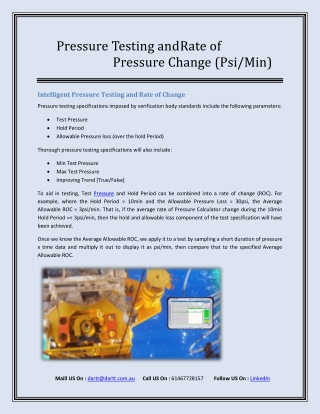 Digital Pressure Gauge | Dart Technologies Pty Ltd