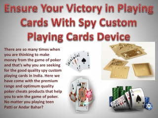 Playing Cards Cheating Devices in India