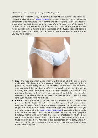 What to look for when you buy men’s lingerie?