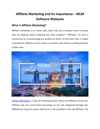 Affiliate Marketing and its importance – MLM Software Malaysia