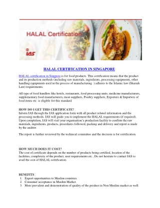 HALAL Certification Provider in Singapore